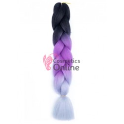 Coada de par afro impletita de  60 cm Premium 311 - Brunet-Mov-Gri